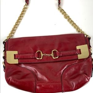 Vintage Antonio Melani Red Leather Chain Purse Bag